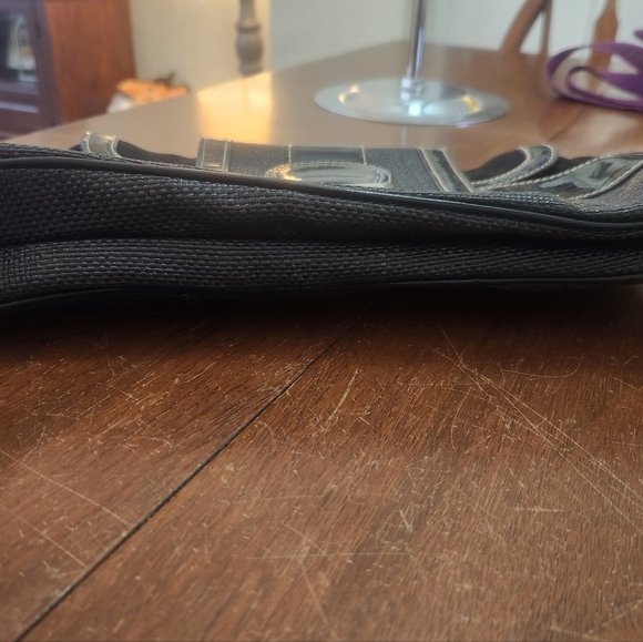 White House Black Market Clutch Black And Silver Bag with 3 compartments EUC - Picture 8 of 8